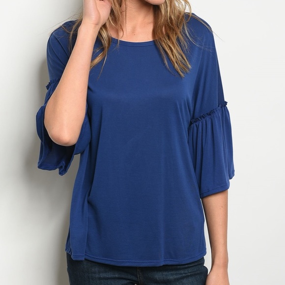 SIZE SMALL Blue Bell Sleeve Top - Picture 6 of 7